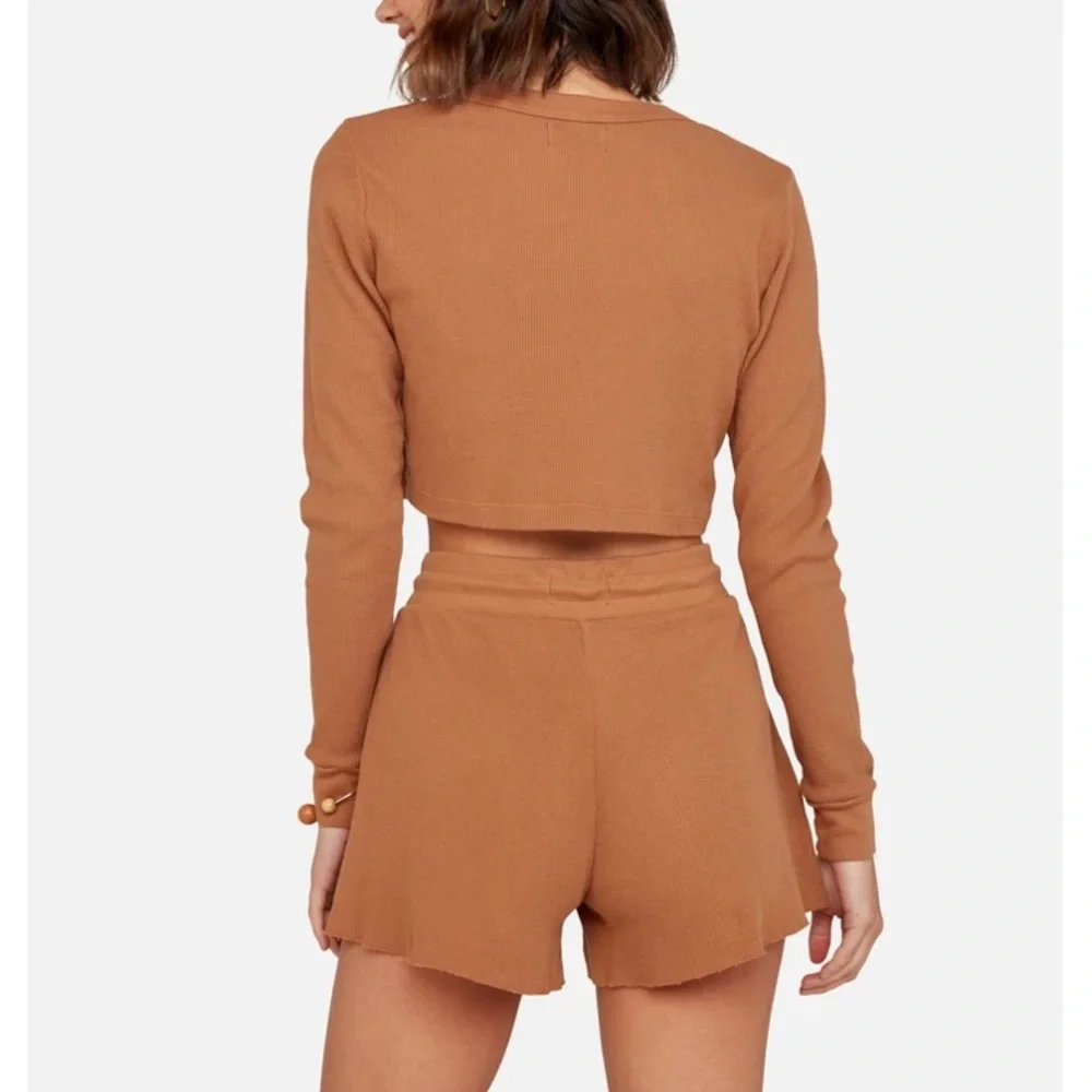 MATE the Label Cream Ribbed Drawstring Shorts - Picture 4 of 13